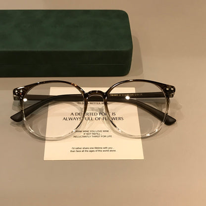 Oval Eyeglass Frames with TR Construction, Gradient Coffee Brown or Bl side view
