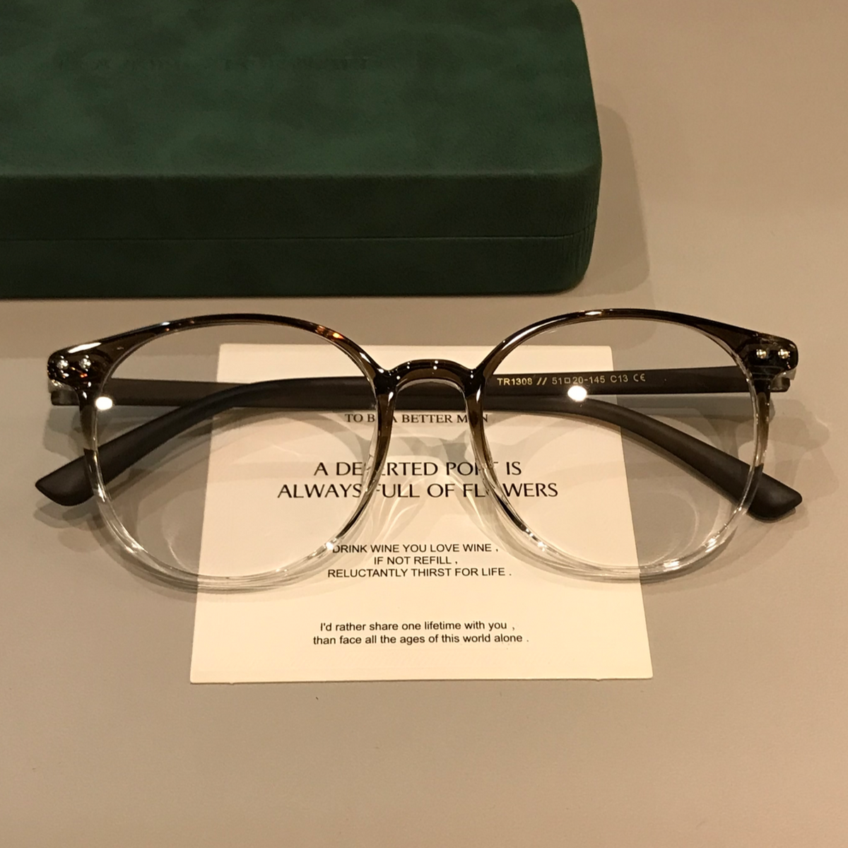 Oval Eyeglass Frames with TR Construction, Gradient Coffee Brown or Bl - Gradient Coffee Brown