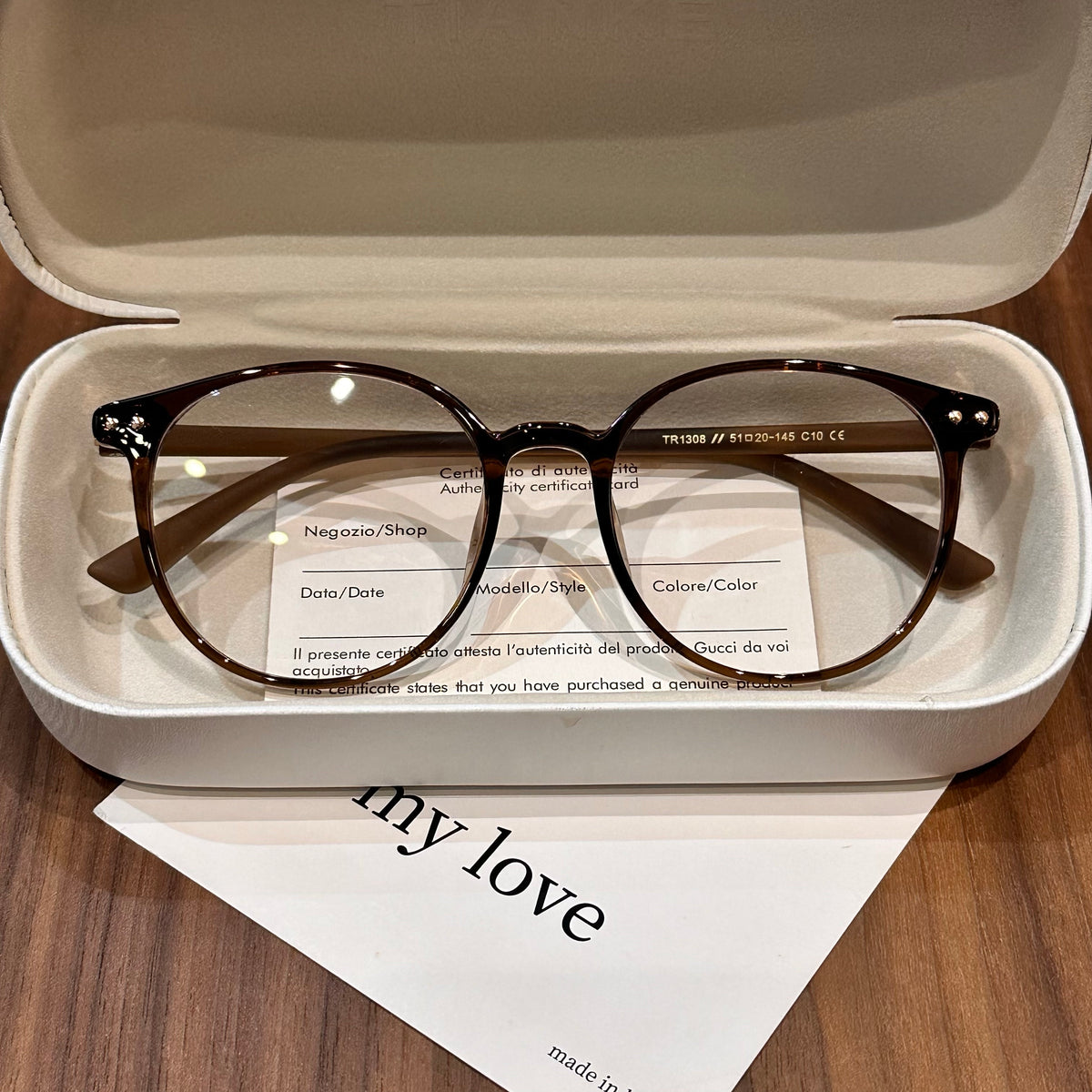 Retro Square Eyeglass Frames with Thin Temples, Tortoiseshell and Brow - Chestnut Brown
