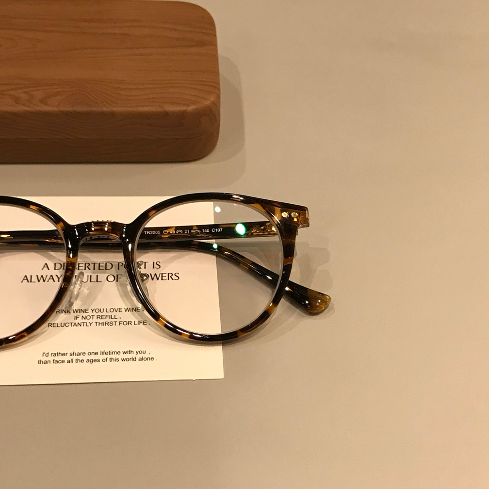 Round Eyeglass Frames with Rivet Accents, Amber Brown and More Colors lens detail