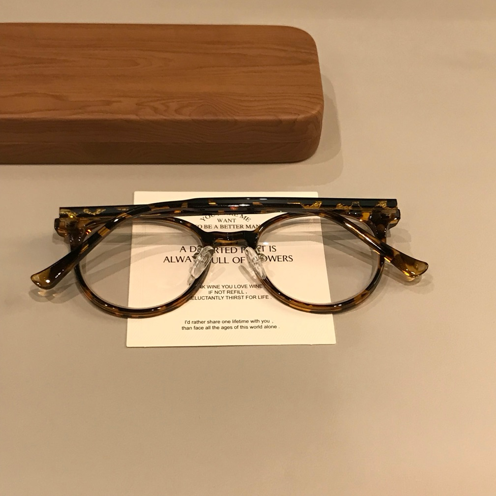 Round Eyeglass Frames with Rivet Accents, Amber Brown and More Colors temple detail