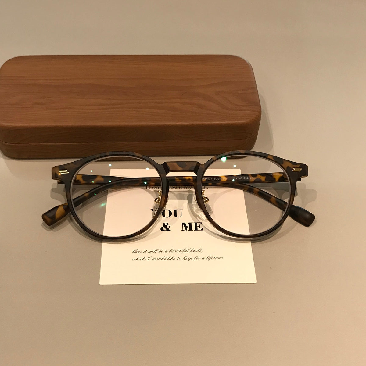 Round Eyeglass Frames with Rivet Accents, Amber Brown and More Colors