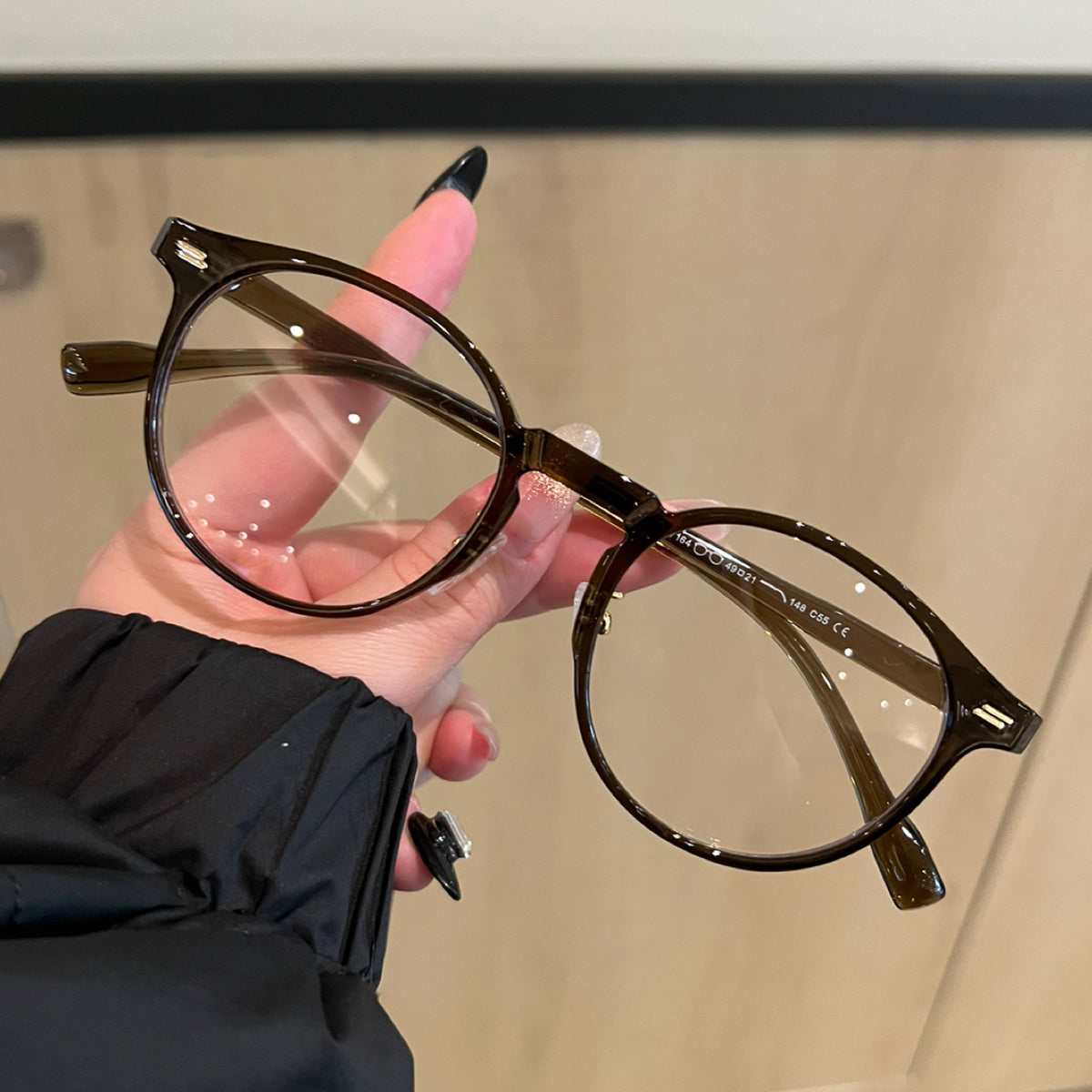 Rounded Cat-Eye Eyeglass Frames with Raised Outer Corners, Caramel Tea - Caramel Tea Brown