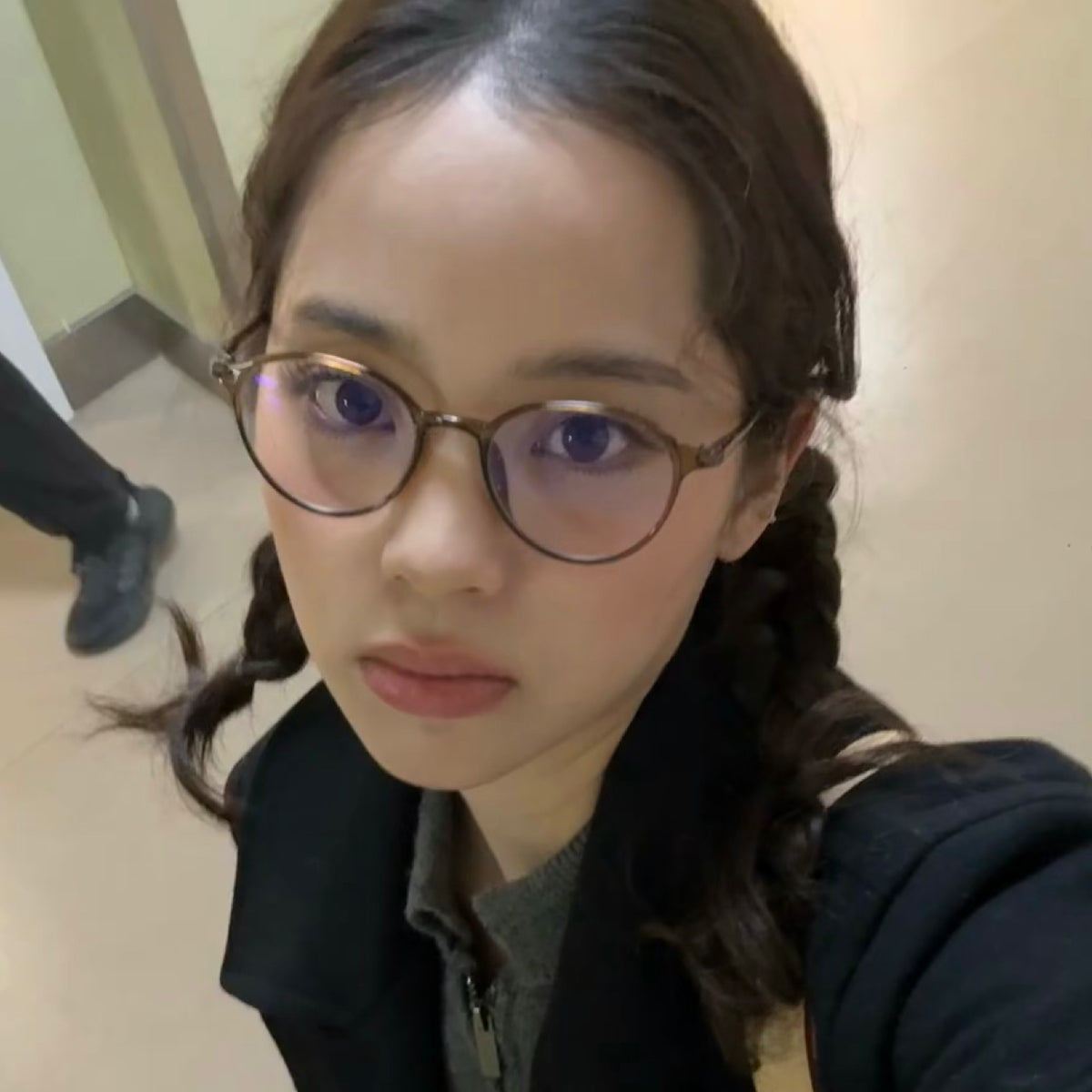 Rounded Eyeglass Frames with a Slim Profile, Tea Brown or Black front view