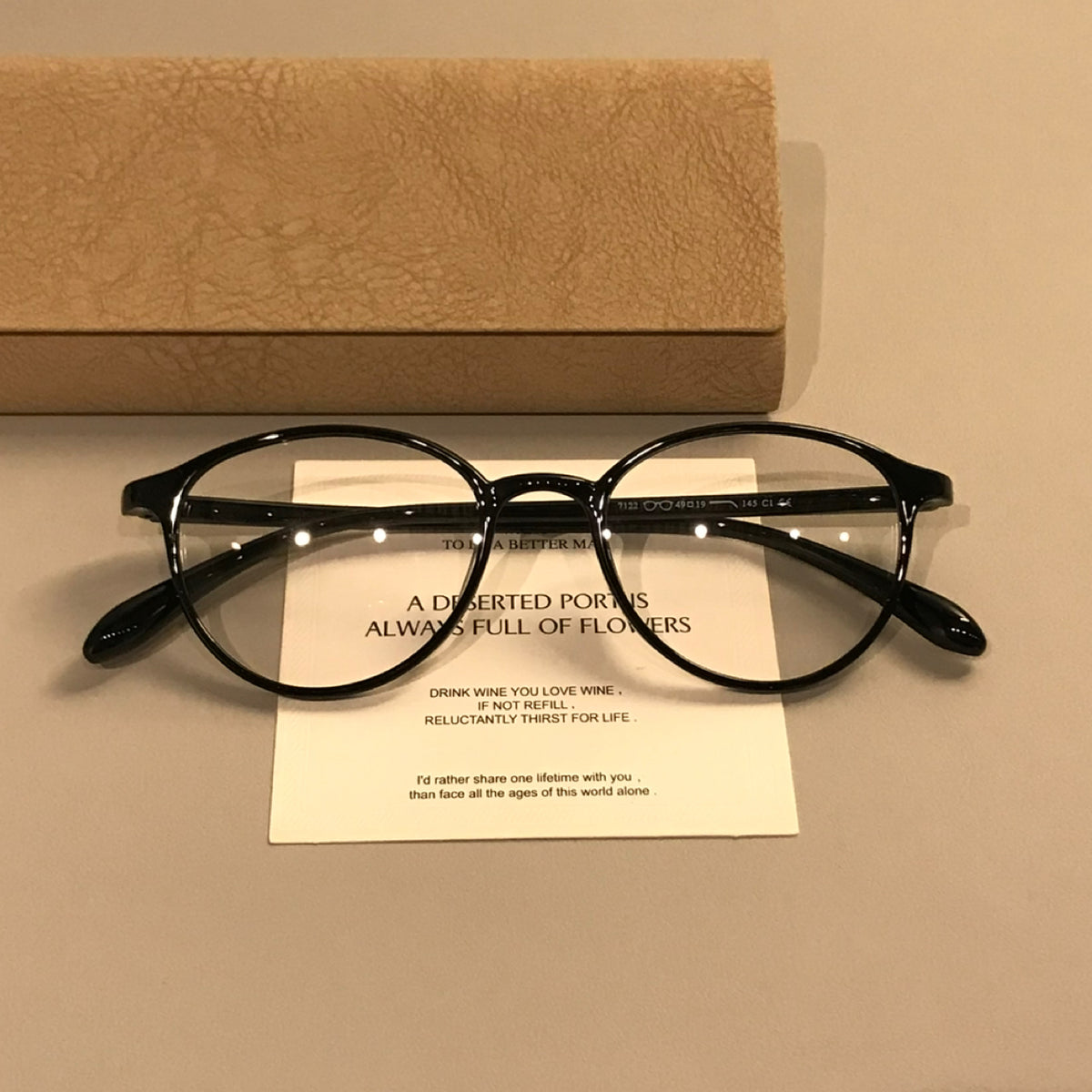 Rounded Eyeglass Frames with a Slim Profile, Tea Brown or Black - Black