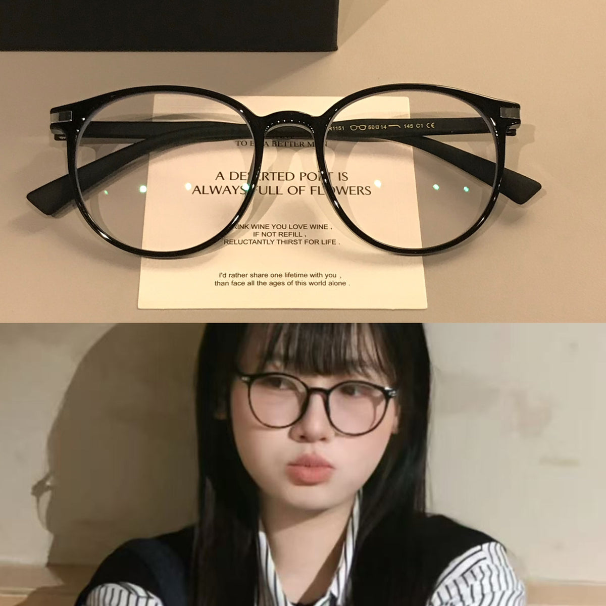 Women's Rounded Square Eyeglass Frames with a Slim Profile, Black - Black
