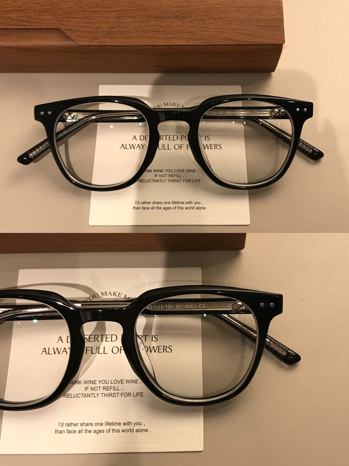 Men's Rectangular Eyeglass Frames with a Broad Upper Rim, Black additional product view