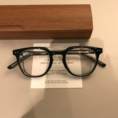 Men's Rectangular Eyeglass Frames with a Broad Upper Rim, Black additional product view