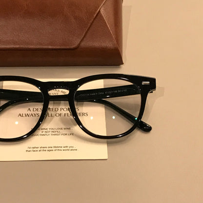 Men's Oversized Square Eyeglass Frames with a Thick Front, Black frame detail