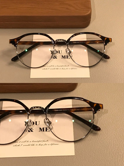 Men's Oval Browline Eyeglass Frames, Tortoiseshell, Black/Silver or Bl side view