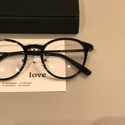 Compact Round Eyeglass Frames with Slim Temples, Black or Tortoiseshel additional product view