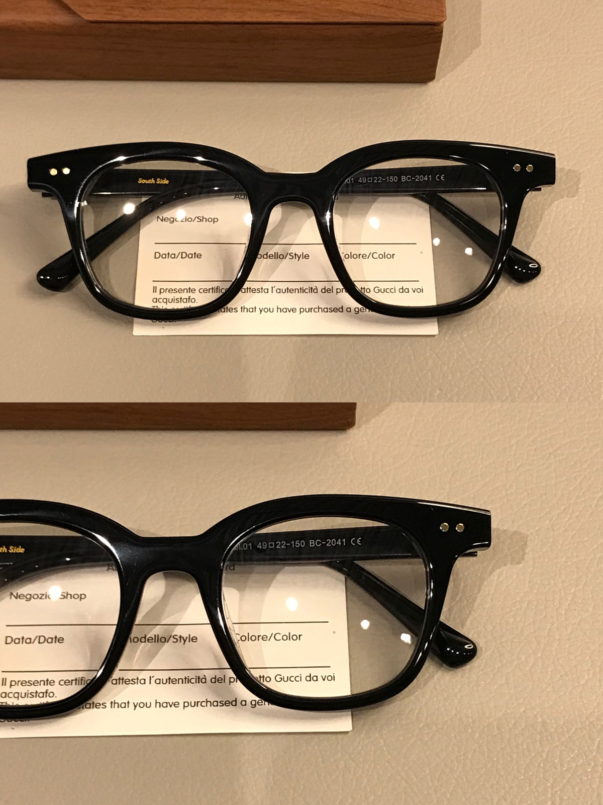 Retro Rectangular Eyeglass Frames with Paired Corner Rivets, Tortoises frame detail