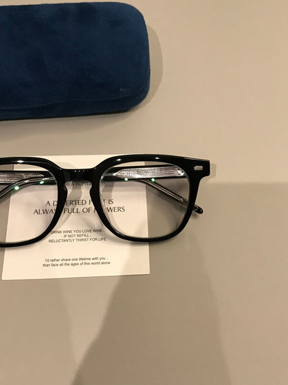 Men's Thick-Rim Rectangular Eyeglass Frames, Black additional product view