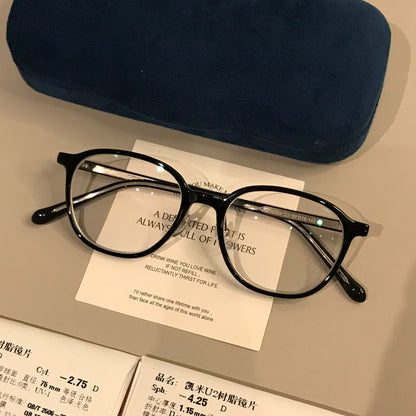 Men's Rounded Square Eyeglass Frames with a Thin Profile, Black