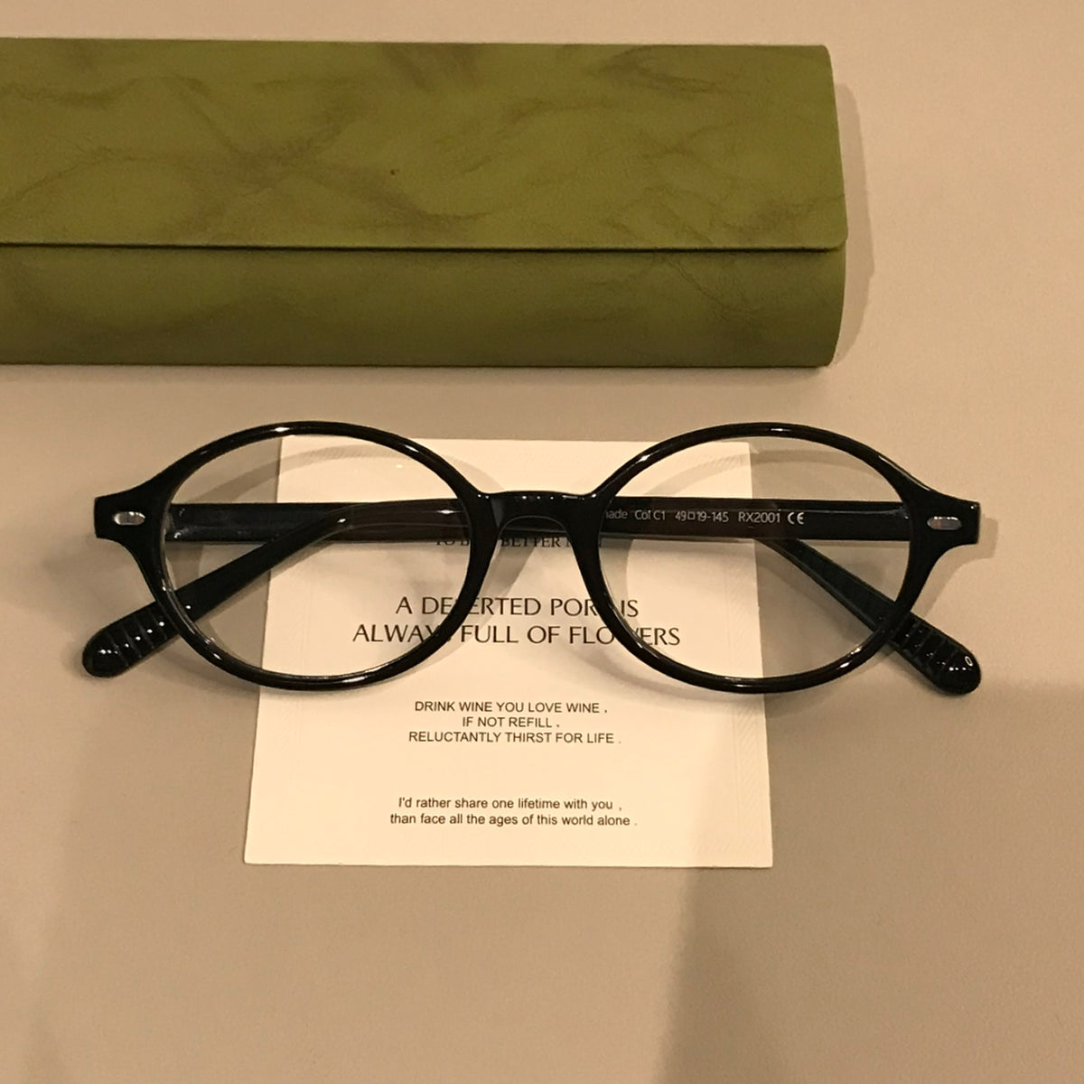 Retro Oval Eyeglass Frames with a Low-Profile Front, Black or Tortoise - Black