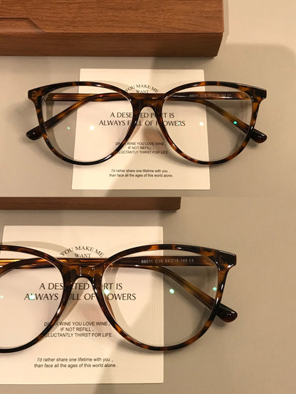 Cat-Eye Frame-Only Eyeglasses with Upturned Corners, Amber Brown or Bl side view