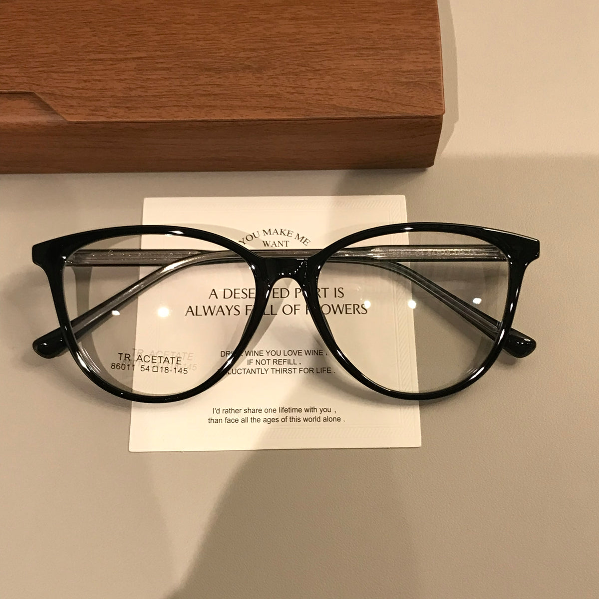 Cat-Eye Frame-Only Eyeglasses with Upturned Corners, Amber Brown or Bl additional product view