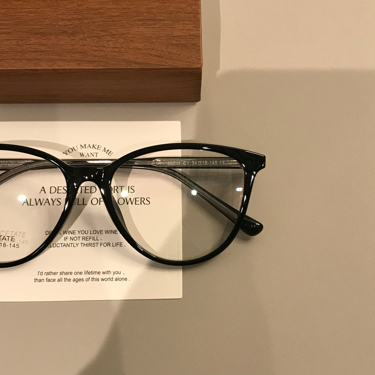 Cat-Eye Frame-Only Eyeglasses with Upturned Corners, Amber Brown or Bl additional product view