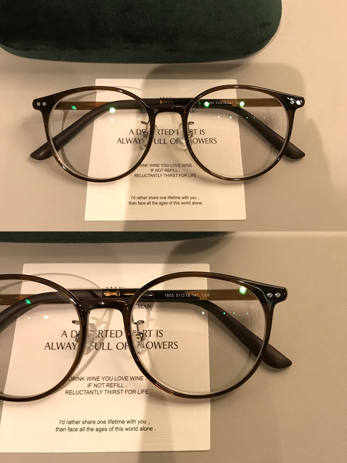 Retro Rounded Eyeglass Frames with a Raised Bridge, Tortoiseshell and Solid Colors