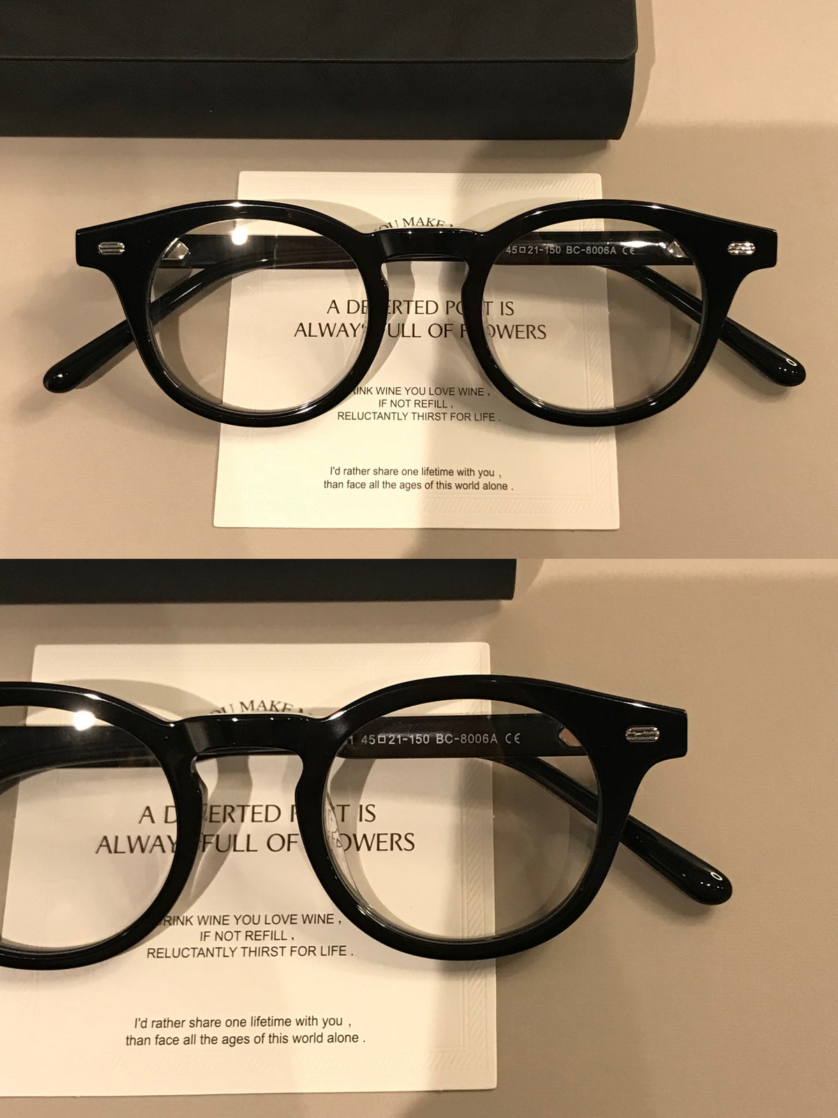 Retro Round Eyeglass Frames with a Broad Upper Rim, Tortoiseshell or G frame detail