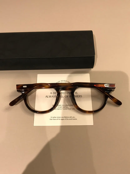 Retro Round Eyeglass Frames with a Broad Upper Rim, Tortoiseshell or G additional product view