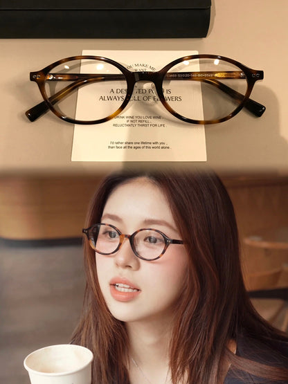 Wide Oval Eyeglass Frames with Thick Rims, Tortoiseshell side view