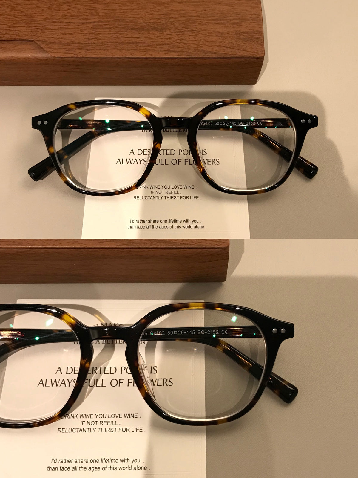 Retro Eyeglass Frames with a Rounded Front and Broad Temples, Four Col front view
