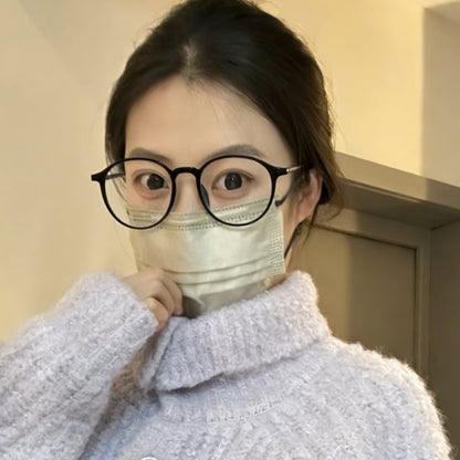 Round Eyeglass Frames with a Keyhole-Style Bridge, Black or Transparen front view