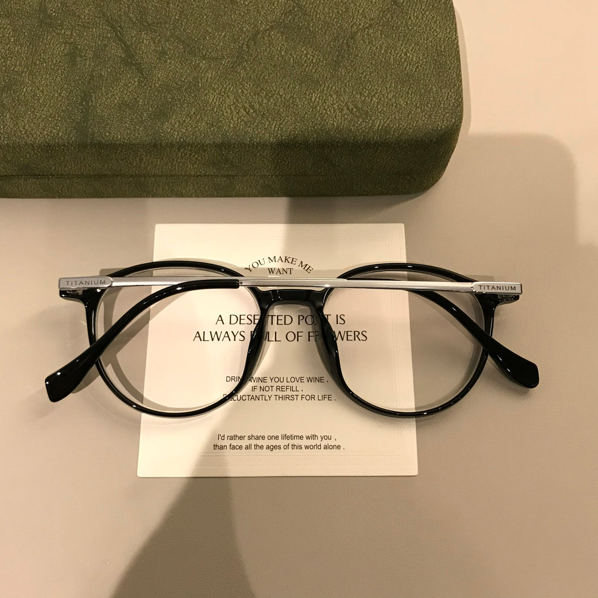 Round Eyeglass Frames with a Keyhole-Style Bridge, Black or Transparen additional product view