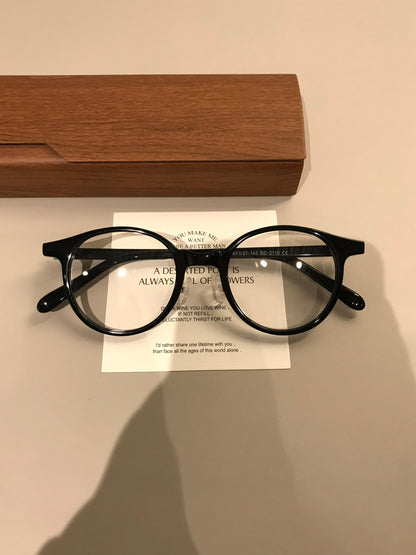 Compact Boston-Style Round Eyeglass Frames, Tortoiseshell, Black or Tr additional product view