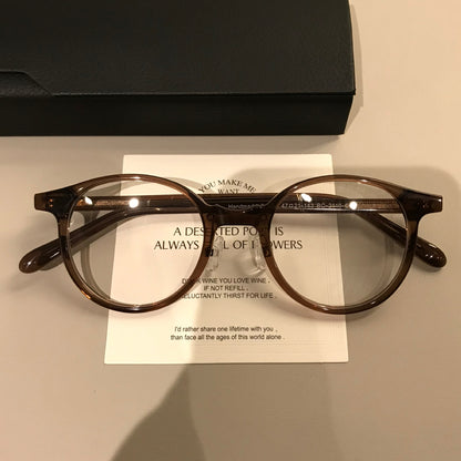 Compact Boston-Style Round Eyeglass Frames, Tortoiseshell, Black or Tr additional product view
