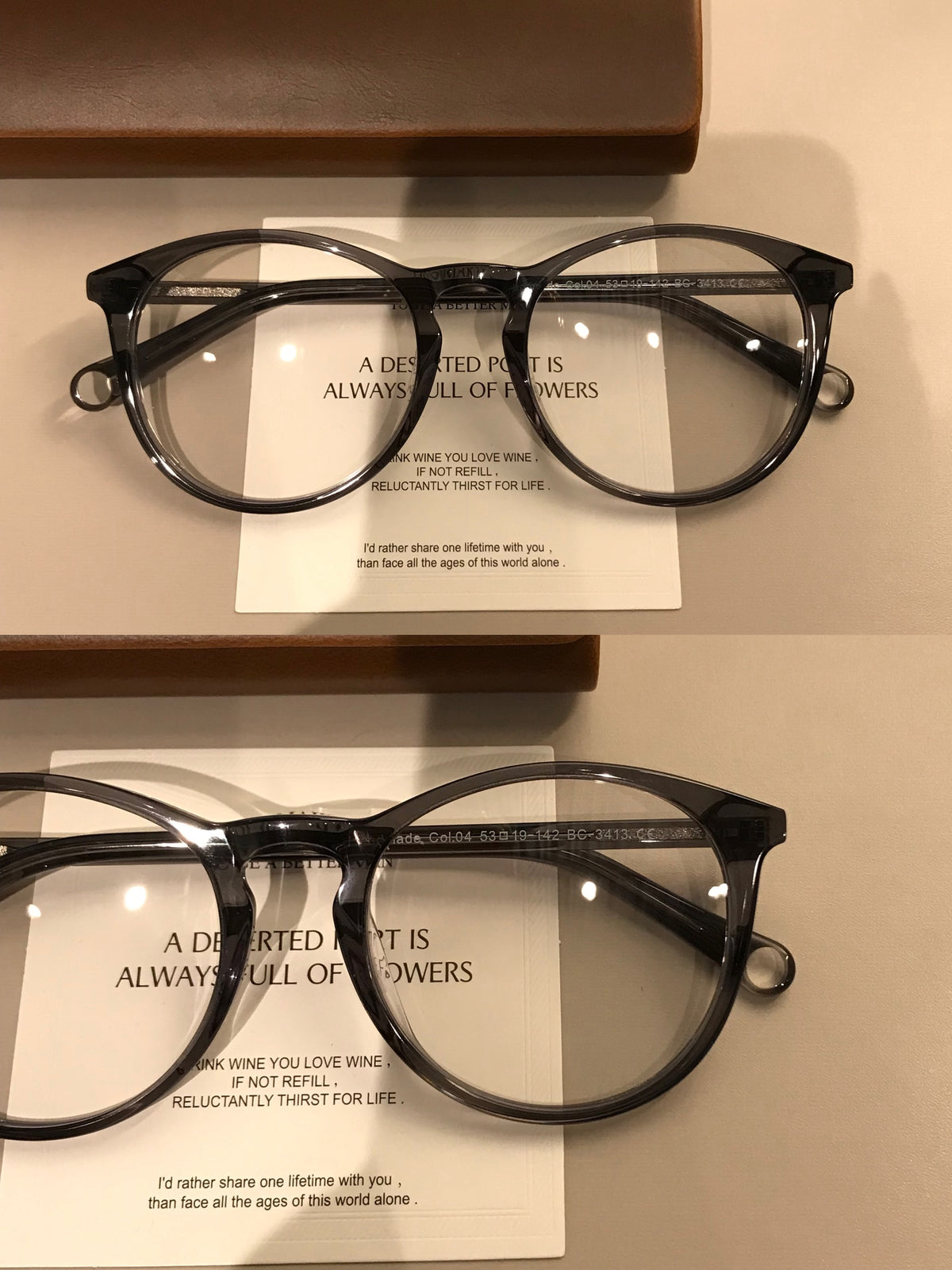 Rounded Square Eyeglass Frames with Decorative Temples, Four Frame Col lens detail