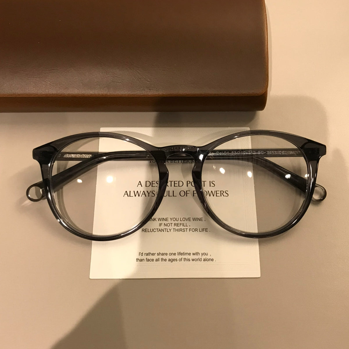 Rounded Square Eyeglass Frames with Decorative Temples, Four Frame Col - Haze Gray