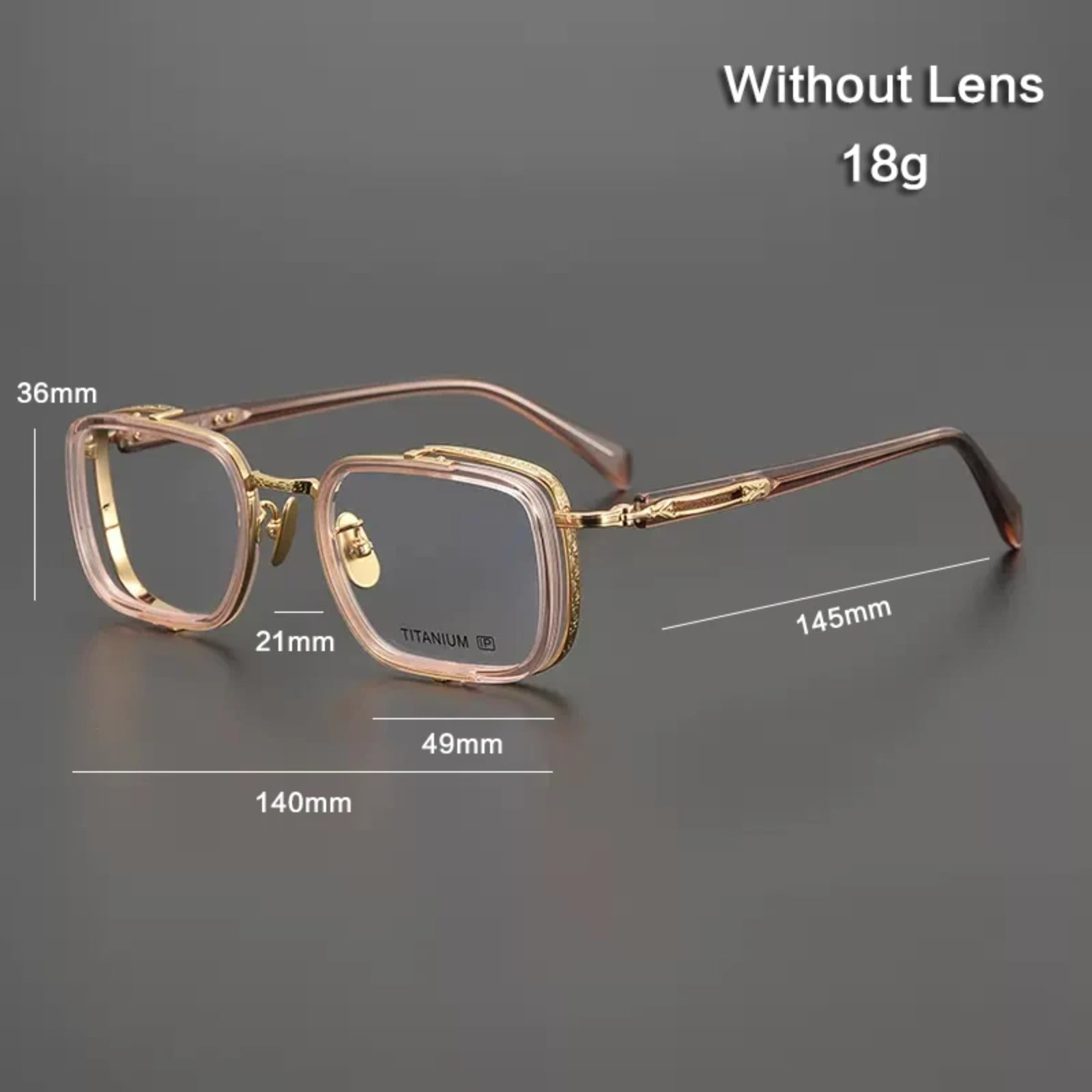 Acetate Titanium Crystal Square Prescription Eyeglasses | Retro Optical Frame for Rx Lenses – CINILY UK temple detail