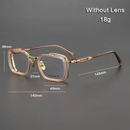 Acetate Titanium Crystal Square Prescription Eyeglasses | Retro Optical Frame for Rx Lenses – CINILY UK temple detail
