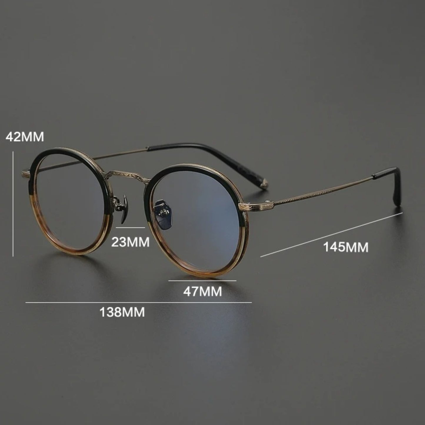 Titanium Tortoise Round Eyeglasses