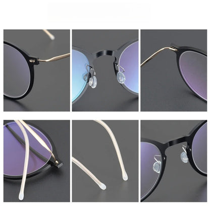 Titanium Transparent Round Eyeglasses | Ultra-Light Minimal Optical Frames – CINILY UK temple detail