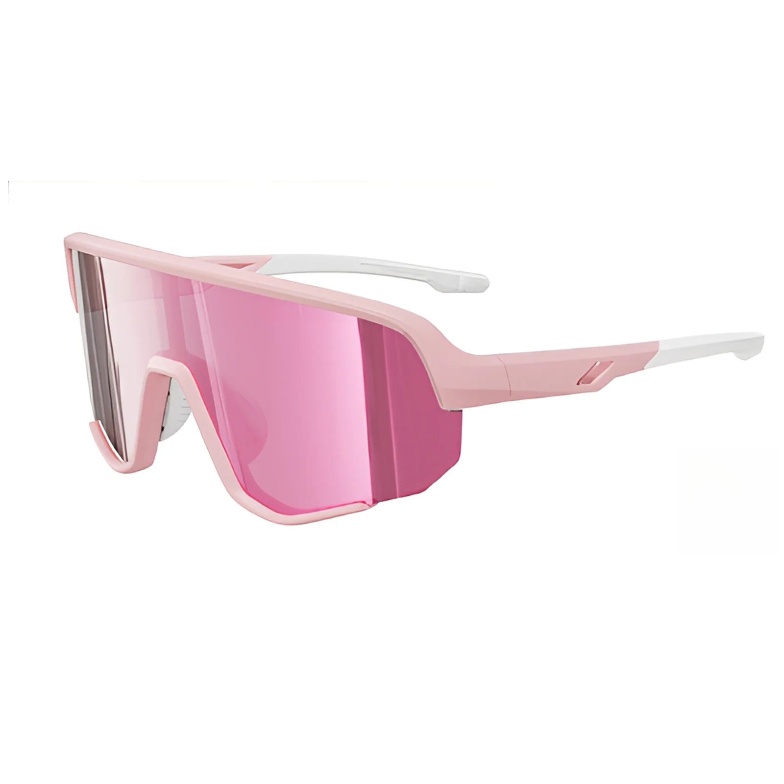 TR90 Cylindrical Shield Sports Sunglasses with PC Lens for Cycling and Outdoor Use - Pink