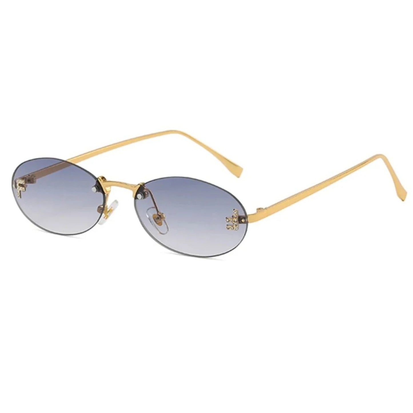 alloy rimless oval uv400 sunglasses