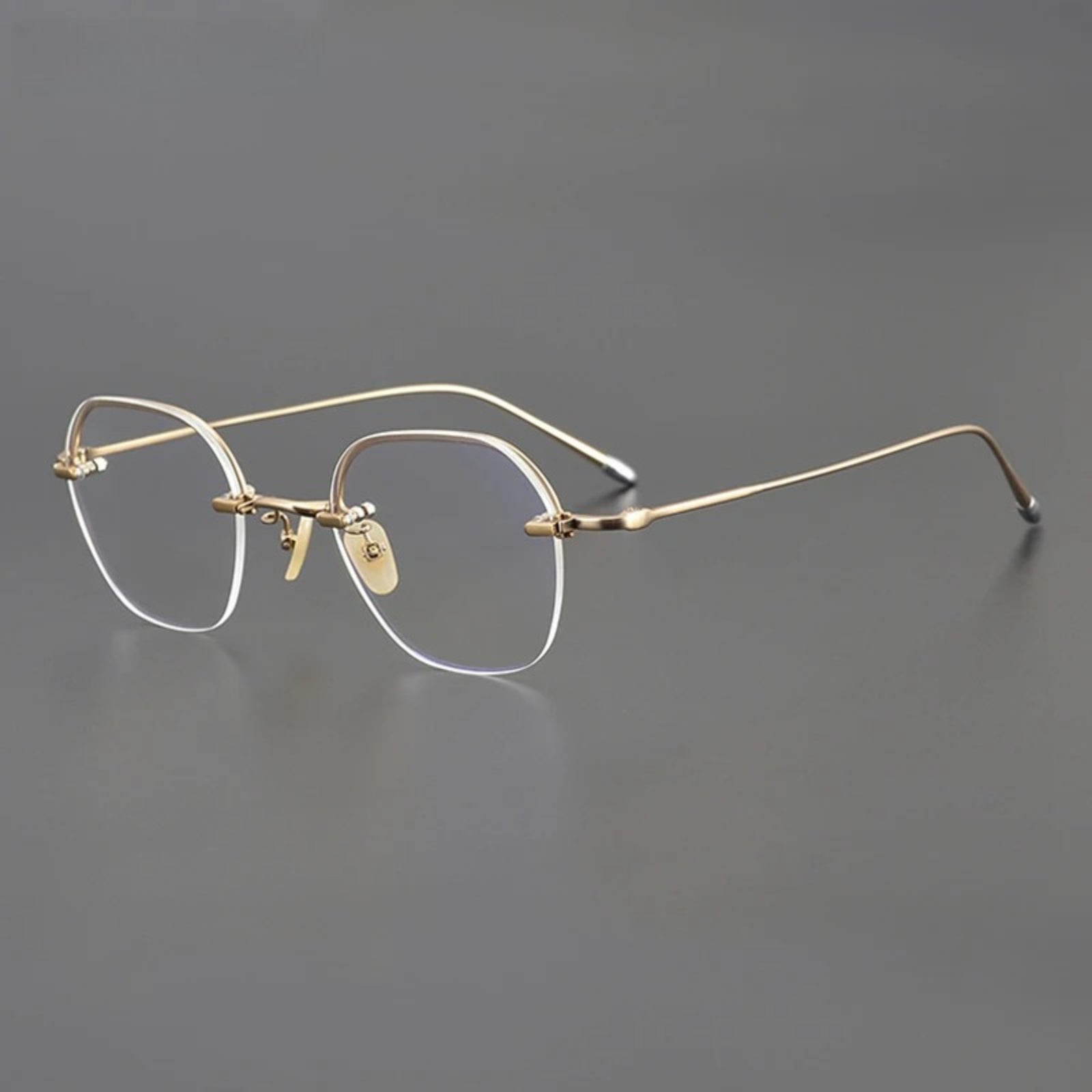 Titanium Rimless Geometric Prescription Eyeglasses | Ultra-Light Optical Frame for Rx Lenses – CINILY UK side view