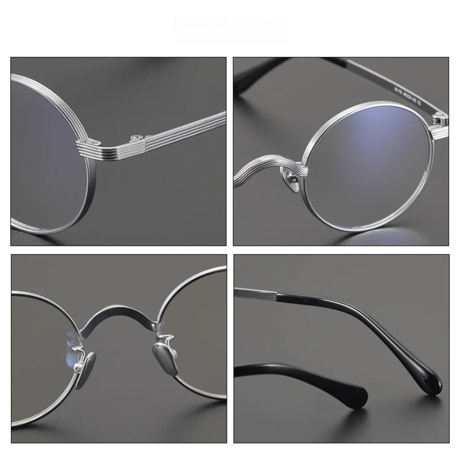 Titanium Antique Round Prescription Eyeglasses | Lightweight Optical Frame for Rx Lenses – CINILY UK temple detail