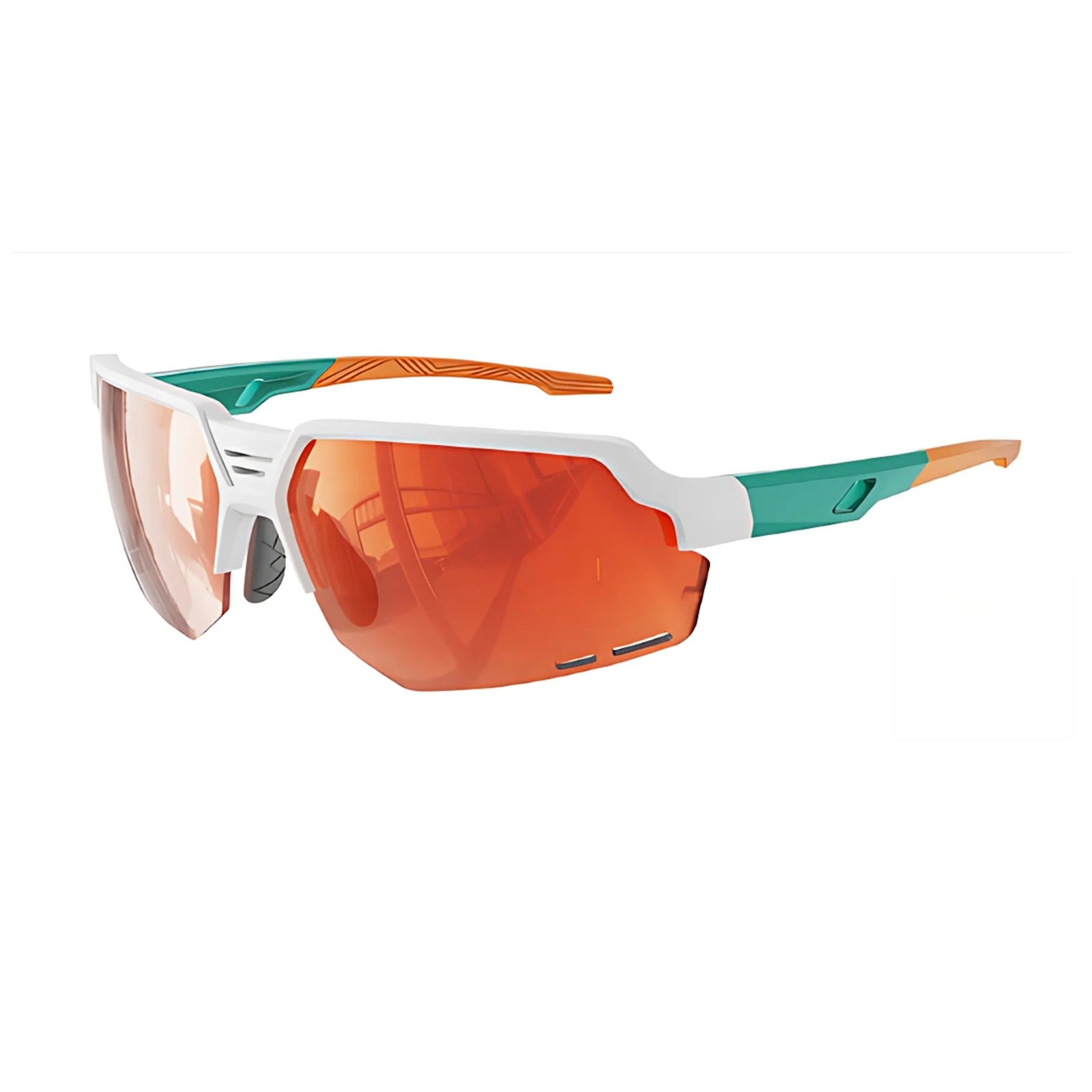 TR90 Half-Rim Dual-Lens Sports Sunglasses with PC Lens for Outdoor Use - Orange
