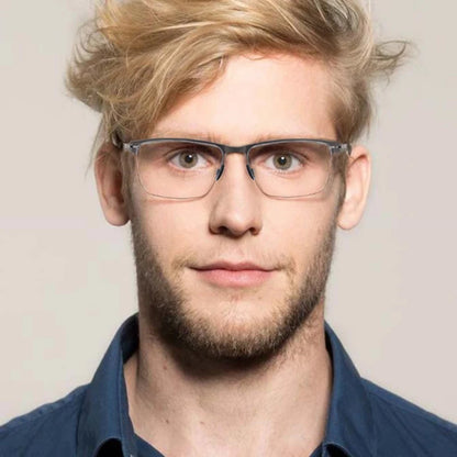 Stainless Steel Screwless Square Eyeglasses | Ultra-Light Business Optical Frames – CINILY UK lens detail