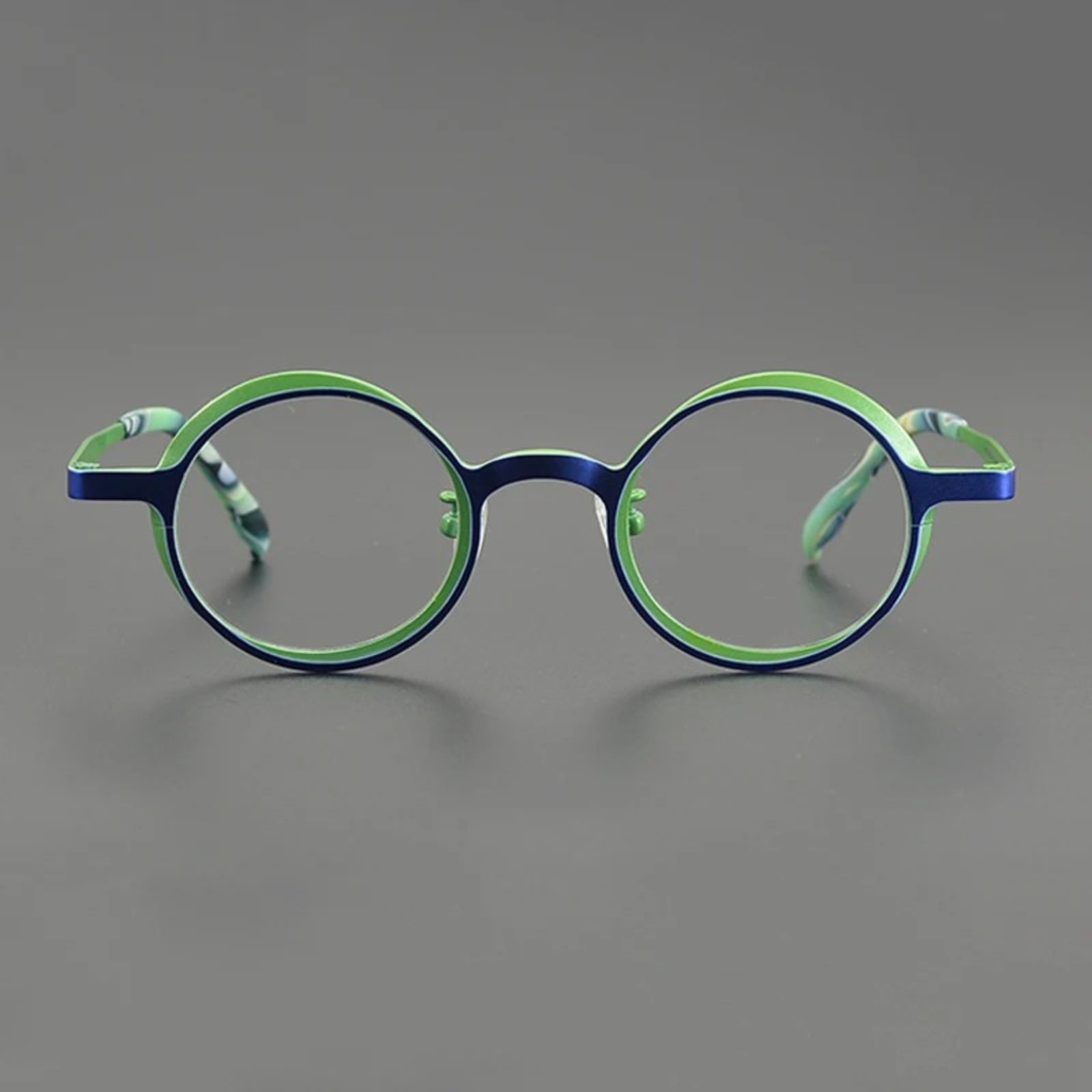 Titanium Colour-Accent Round Prescription Eyeglasses | Creative Lightweight Rx Glasses – CINILY UK front view