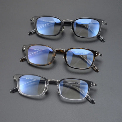 Acetate Slim Square Prescription Eyeglasses | Ultra-Light Retro Rx Glasses – CINILY UK lens detail