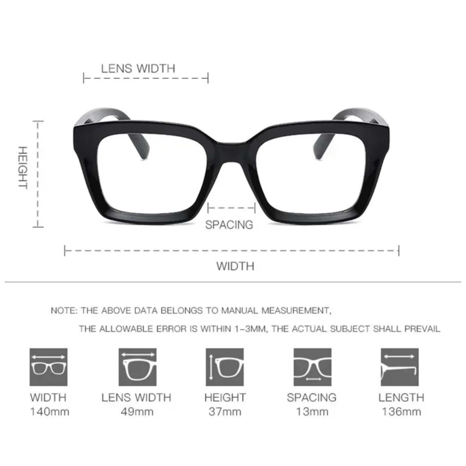 Bold Square Blue Light Reading Glasses | Fashion Presbyopia Glasses – CINILY UK additional product view