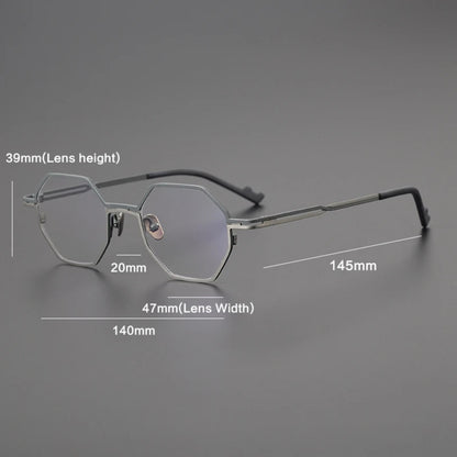 Titanium Matte Blue Geometric Prescription Eyeglasses | Ultra-Light Optical Frame for Rx Lenses – CINILY UK lens detail