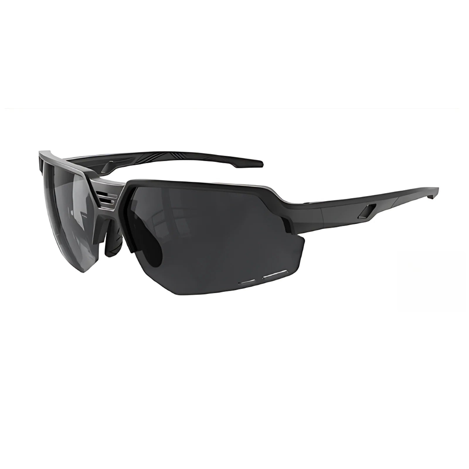 TR90 Half-Rim Dual-Lens Sports Sunglasses with PC Lens for Outdoor Use - Black