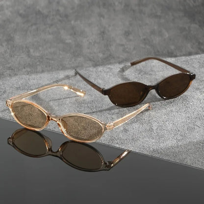 Oval UV400 Sunglasses | Retro Black Fashion Shades – CINILY UK lens detail