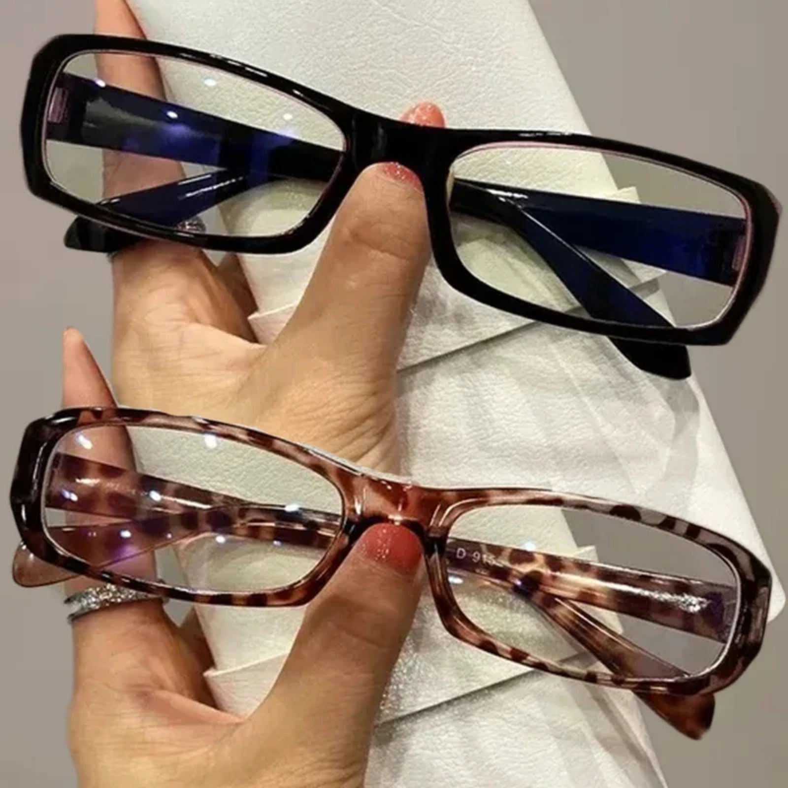Tortoise Rectangle Blue Light Glasses | Retro Small-Frame Screen Glasses – CINILY UK frame detail